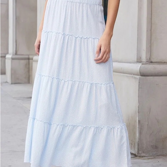 PacSun Light Blue Tiered A-Line Skirt - Picture 1 of 3